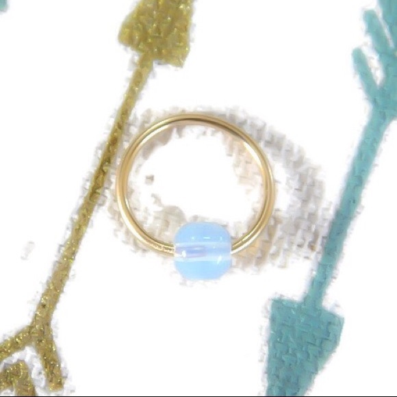 14K SOLID Gold or Rose Opalite Captive Bead Ring - CBR - Septum & Daith Piercing - Picture 4 of 10